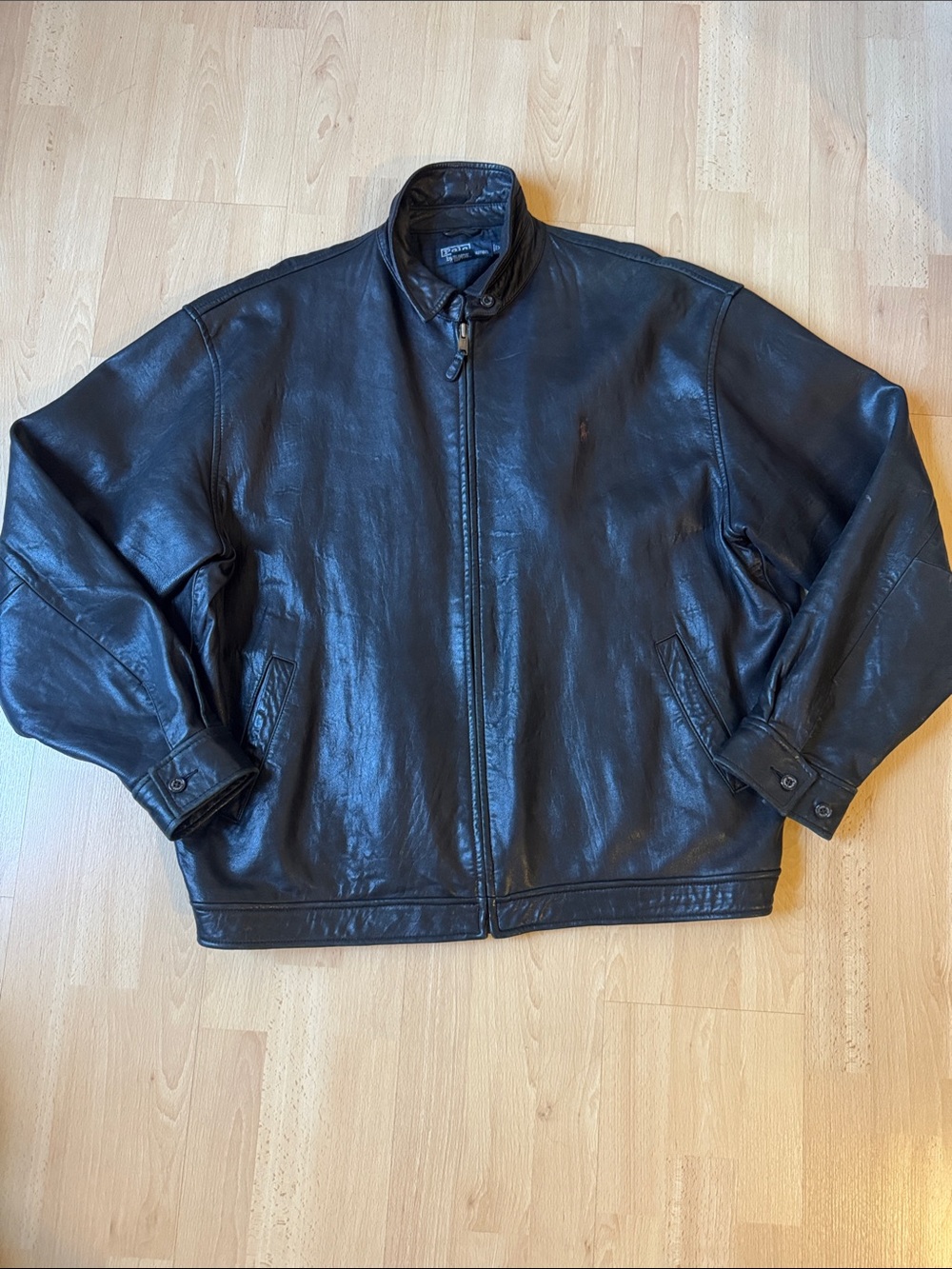 Vintage Polo Ralph Lauren black Leather Jacket XXL